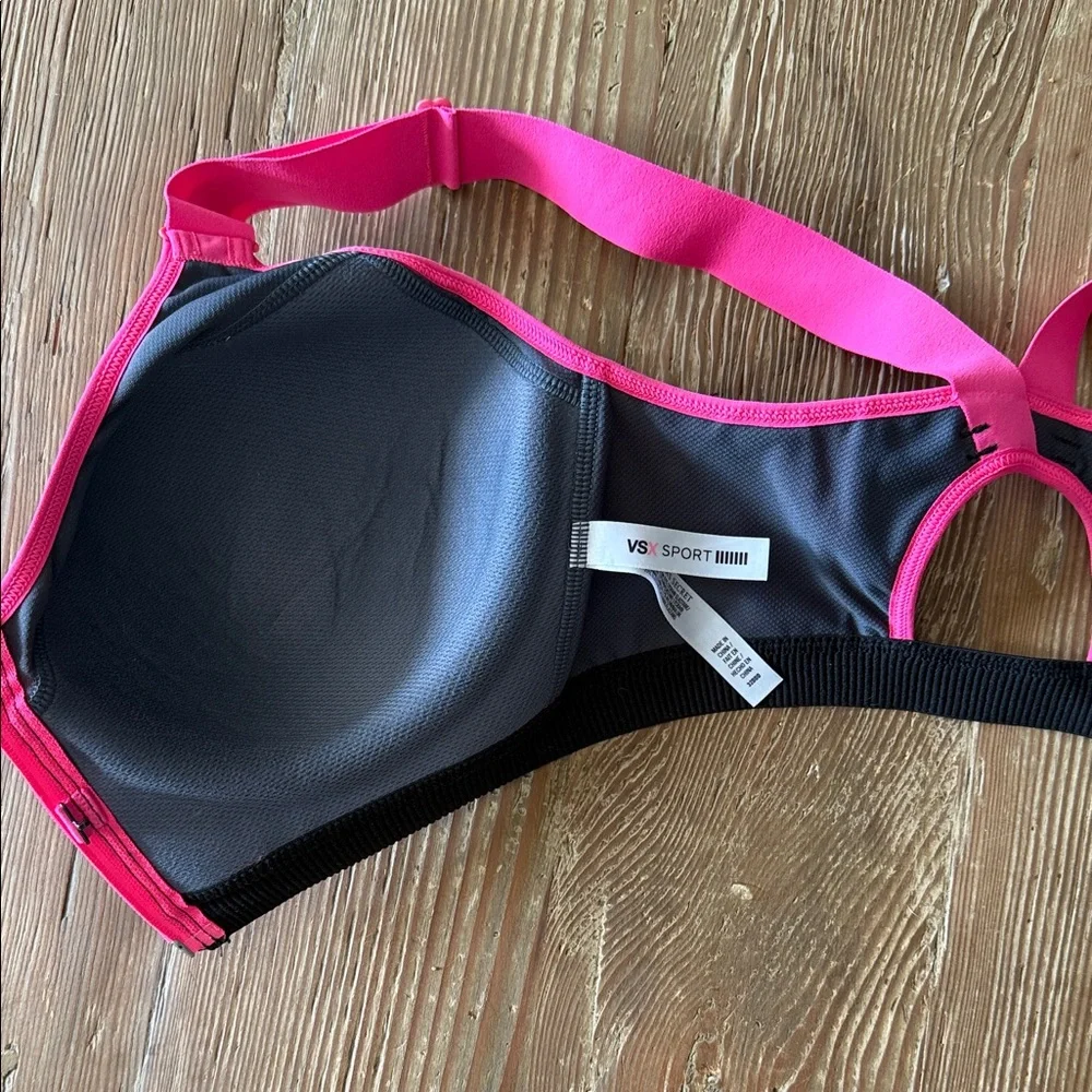 VSX Victoria Secret front close Hot Pink and Gray Sports Bra